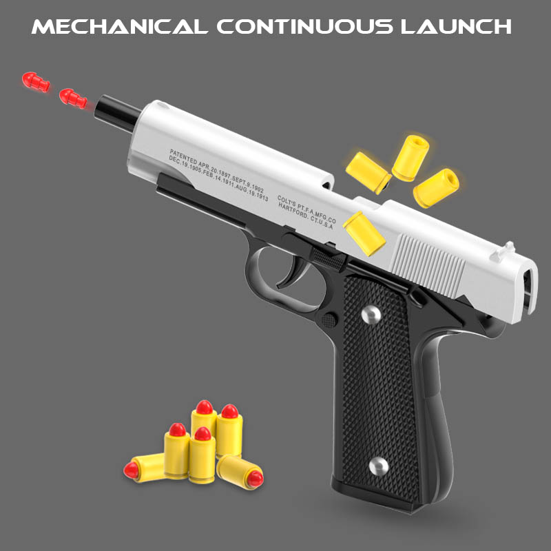 Catapult Launcher Toy - M1911 Colt Zabawkowy Pistolet, Miękka Kulka,