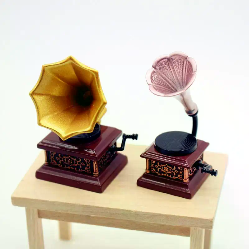 Kids Toys Return Gift - Domek dla lalek Gramofon Vintage Miniatury